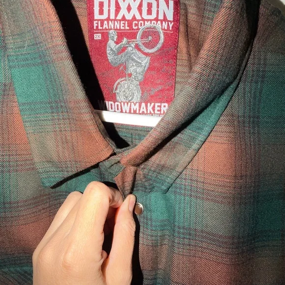 DIXXON Green and Brown Plaid Casual Button Down Shirt - Picture 2 of 2